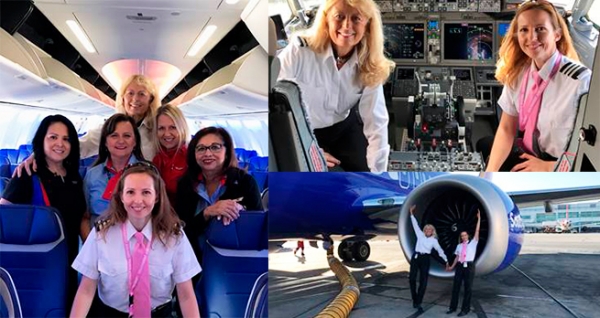 В небе только девушки: в США авиакомпания выполнила полет полностью женским экипажем‍
