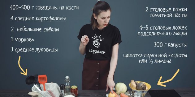 Ингредиенты для борща